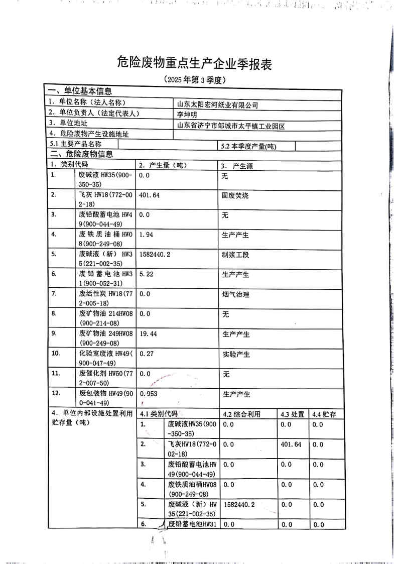 2025年乐竞体育官网登录入口宏河纸业危险废物第三季度报表_Page1.jpg